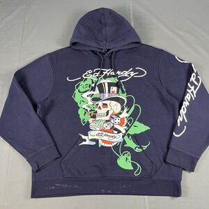Ed Hardy Hoodie Men XL Skull Pullover Sweatshirt Death Or Glory